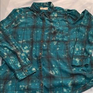 sea green and plaid hollister flannel